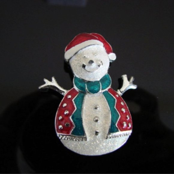 Snowman Brooch Pin Jewellery with Winter Scarf Hat Sparkle Snow Man - Picture 1 of 4